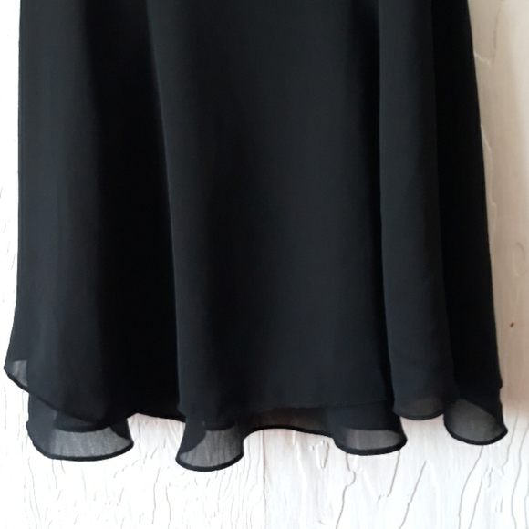 Black silky sleeveless thin strap flarey minidress - Picture 6 of 16